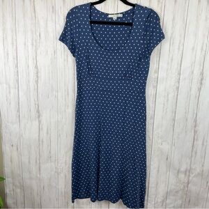 Anthropologie Boden blue and cream polka dot dress